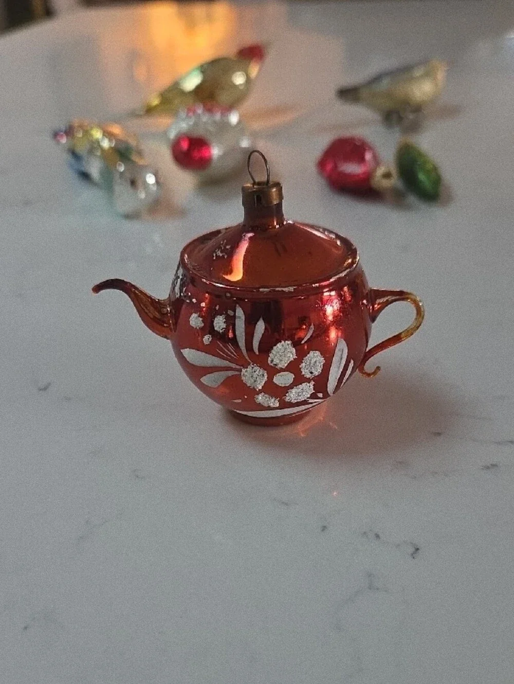 Vintage Glass Bird and Holiday Ornament Set - German Blown Glass